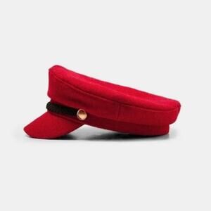 Zara Newsboy Cap Nautical Sailor Hat Red Small